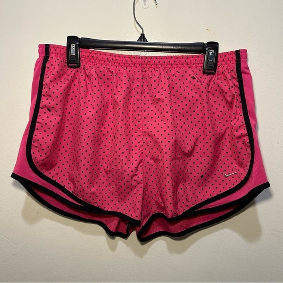 Nike Dri-Fit Pink & Black Polka Dot Athletic Shorts Size XL - Picture 1 of 7